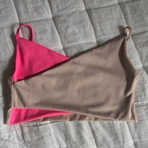 Give the Label sz Medium Pink and Tan Women's Intimate Top